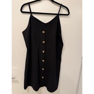 Unbranded Black Spaghetti Strap Mini Button Front Large Dress